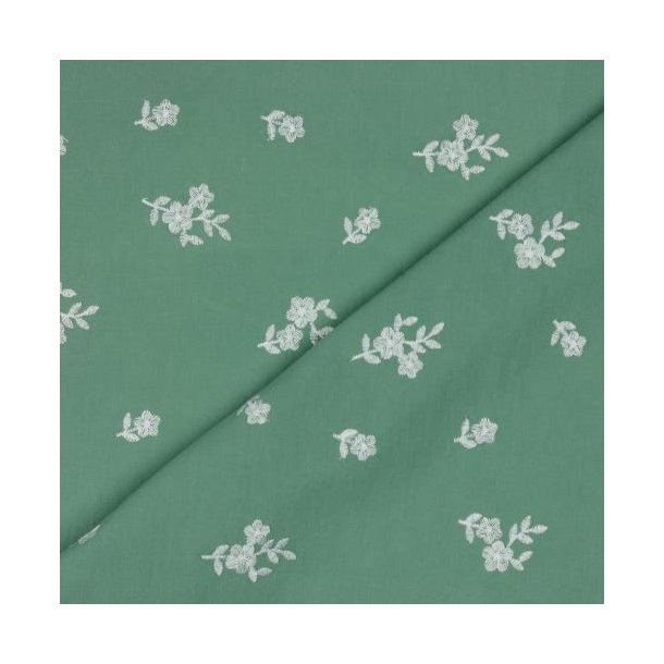 Washed cotton embroidery, Sage