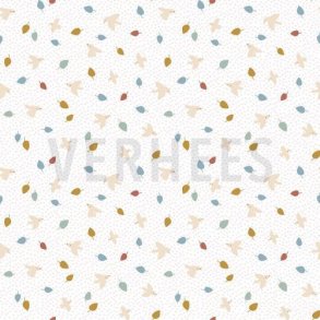 Poplin Little birds, White