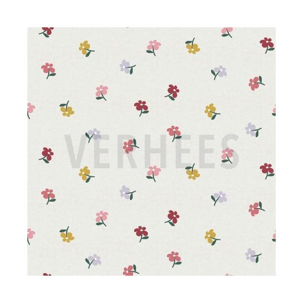 Jersey Flowers, Ecru melange