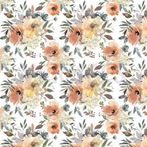 Gots French terry Digital Flowers, White