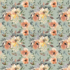 Gots French terry Digital Flowers, Nile