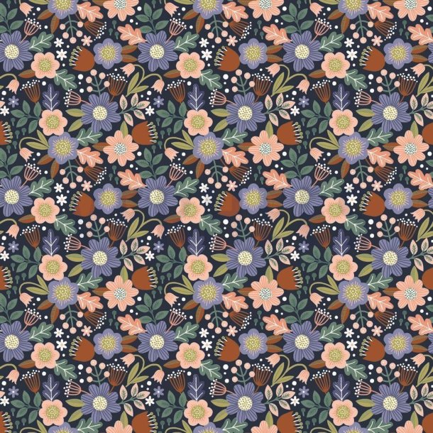 Gots bomulds jersey Flowers