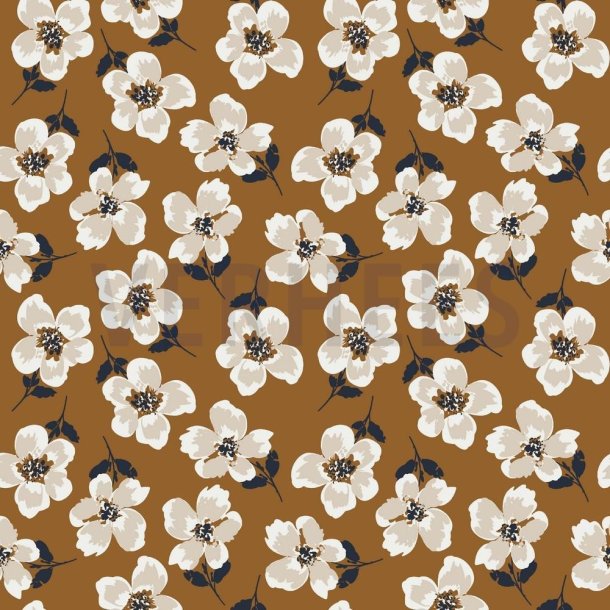 Viscose Light brown m/blomster