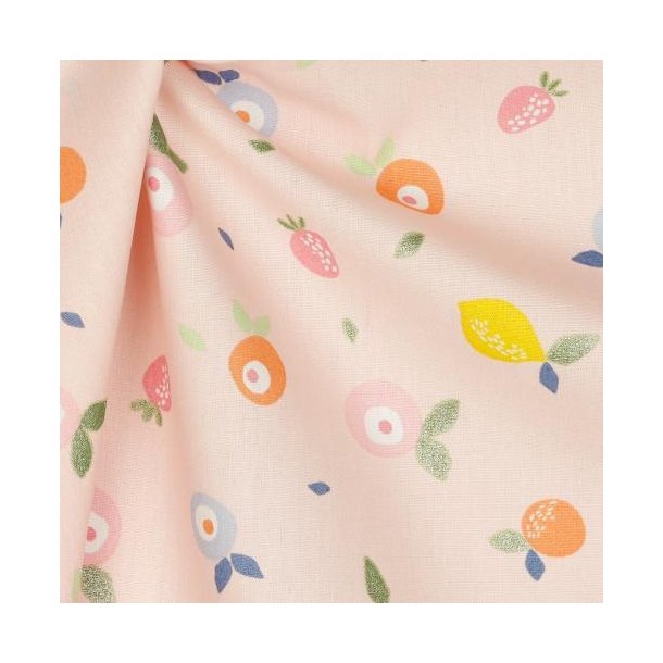 Poplin Glitter fruit, Light Rose