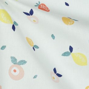 Poplin Glitter Fruit, White