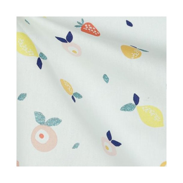 Poplin Glitter Fruit, White
