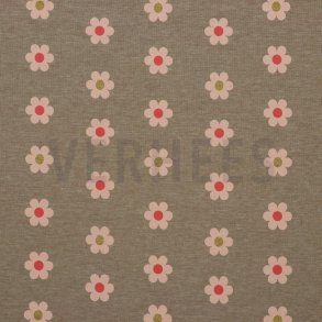 Jersey glitter flowers Taupe