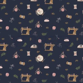 Bomuld Navy, Symaskine, garn, strikkepind mv.