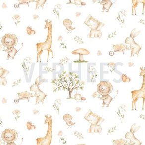 Poplin digital Spring garden White