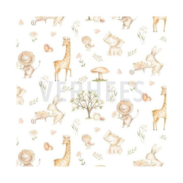 Poplin digital Spring garden White