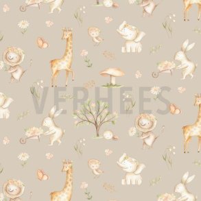 Poplin digital Spring garden Sand