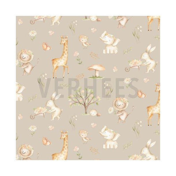 Poplin digital Spring garden Sand