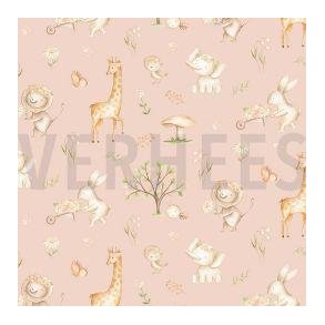 Poplin digital Spring garden Light salmon