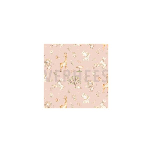 Poplin digital Spring garden Light salmon