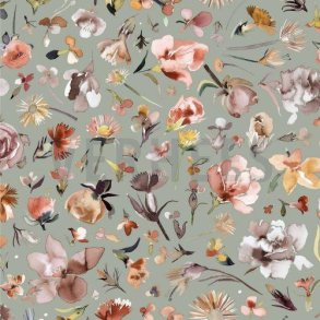 �kotex bomulds jersey Sage m/blomster