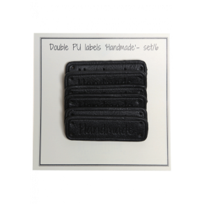 Pu l�der labels Sort Handmade