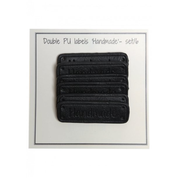 Pu l�der labels Sort Handmade