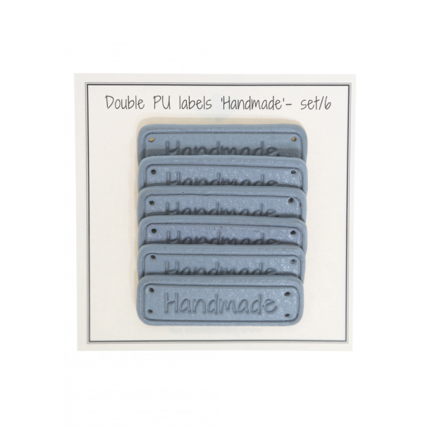 Pu l�der label Bl� Handmade