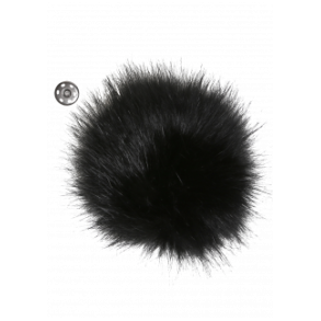 Pompon m/trykknap Sort