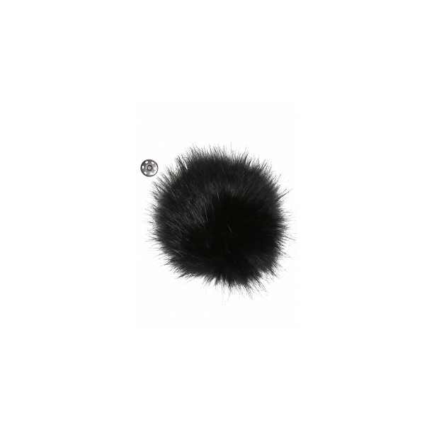 Pompon m/trykknap Sort