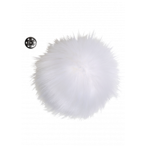 Pompon m/trykl�s Hvid