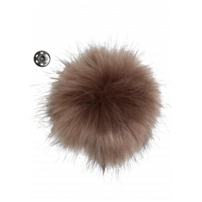 Pompon m/trykknap Brun