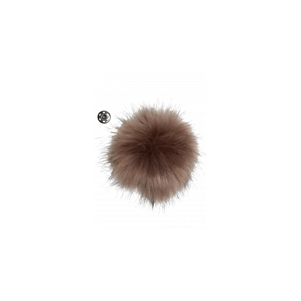 Pompon m/trykknap Brun