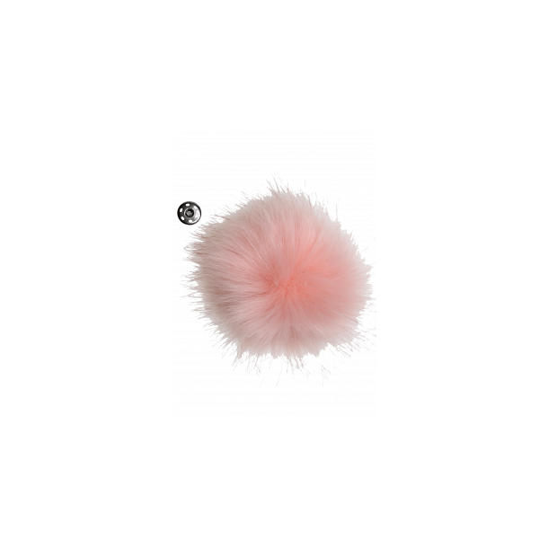Pompon m/trykknap Lys rosa