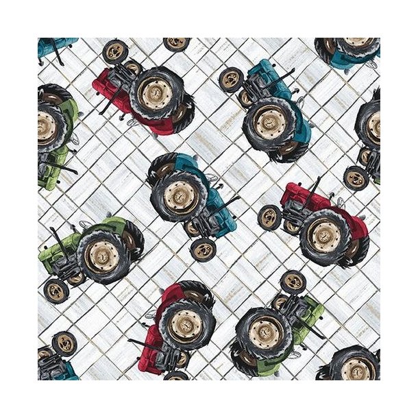 Patchworkstof m/traktor