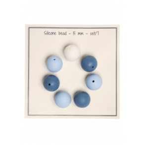 Silikoneperler Hvid/Babybl�/Jeansbl� 15mm