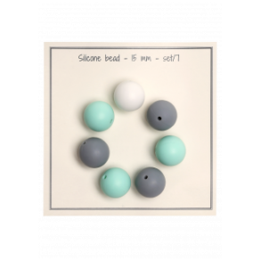 Silikoneperle Hvid/Gr�/Mint 15 mm