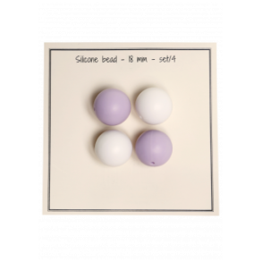Silikoneperler Lavendel/hvid 18mm