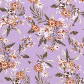 Viscose jersey m/Blomster, Lilla
