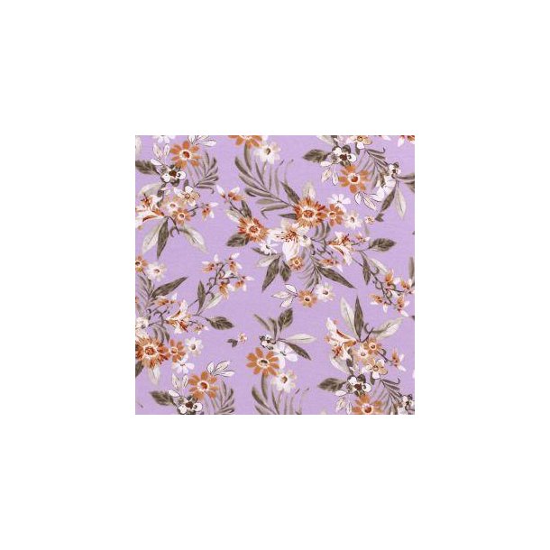 Viscose jersey m/Blomster, Lilla