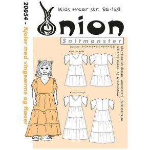 Kjole med vinge�rmer og fl�ser str: 98 - 140