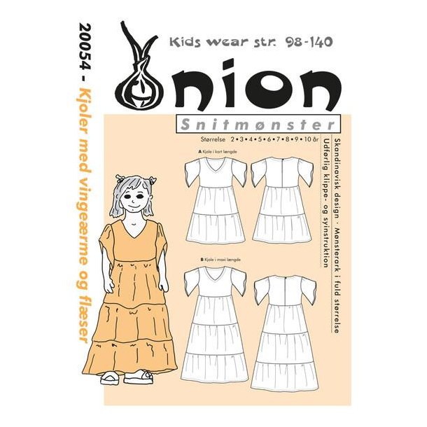 Kjole med vinge�rmer og fl�ser str: 98 - 140