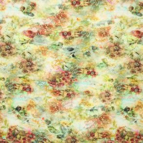 Viscose jersey Flowers, Green