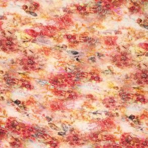 Viscose jersey Flowers, Red