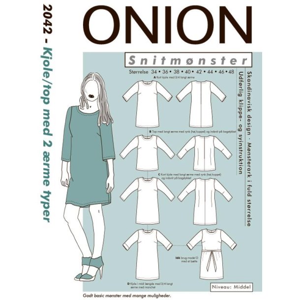 Kjole/top med krave til strikstoffer Str. 34-48