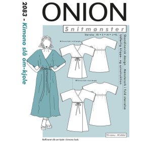 Kimono med sl� om-kjole Str. XS-XL