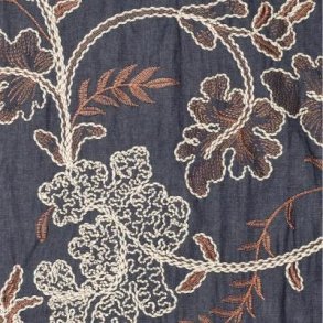 Leaves embroidery Denim, Dark blue