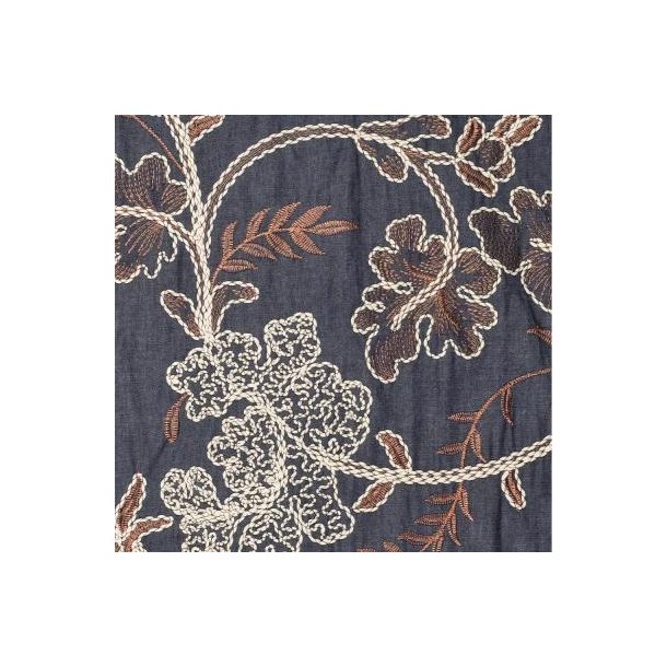 Leaves embroidery Denim, Dark blue