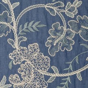 Leaves embroidery Denim, Blue