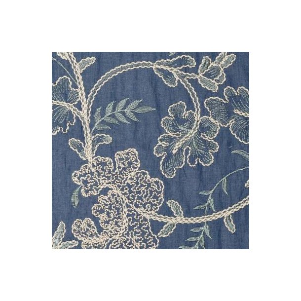 Leaves embroidery Denim, Blue