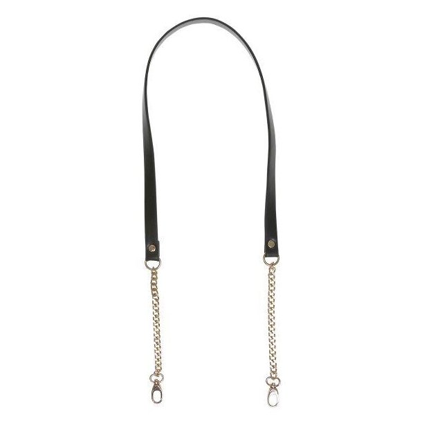 Taske skulderrem Sort m/guldk�de og D-ring