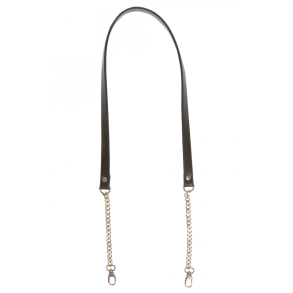 Taske skulderrem M�rkebrun m/guldk�de og D-ring