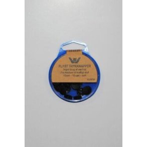 Plast trykknapper, sort