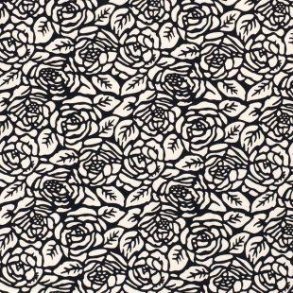 Viscose jersey Leaves, Navy