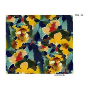 Viscose jersey m/print, Gul