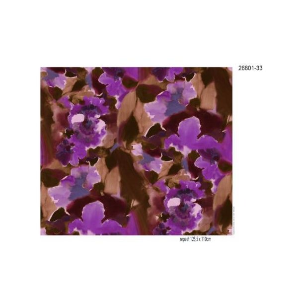 Viscose jersey m/print, Lilla/brun